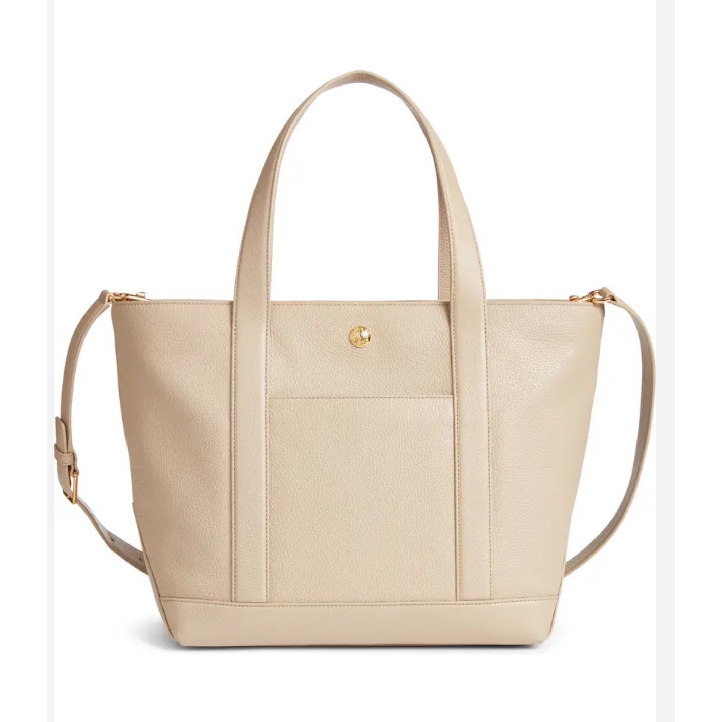 Veronica Beard Goody Grand Sand Dollar Beige Pebbled Leather Tote Bag New